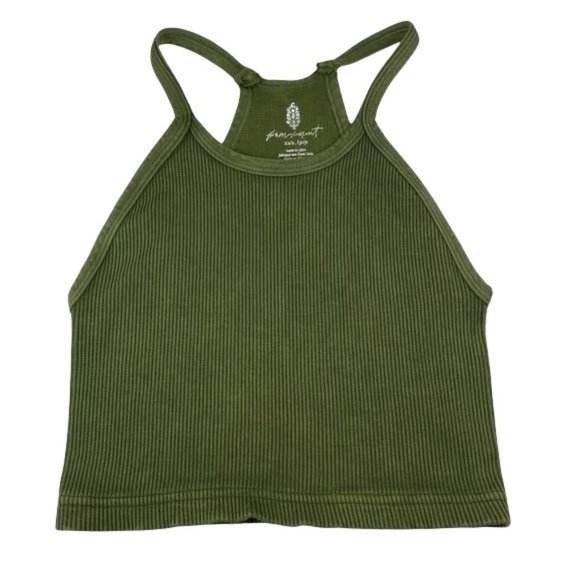 FREE PEOPLE MOVEMENT OLIVE GREEN HAPPINESS RUNS CROP TANK NWOT SZ: X/S  M/L NWOT - Picture 2 of 7
